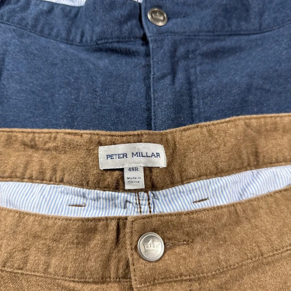 Lot of 3 Peter Millar Crown Mountainside Flannel 5 Pocket Pants Mens 48Rx28
